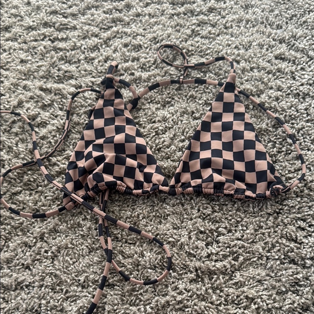 Checkered Triangle Bikini Top
